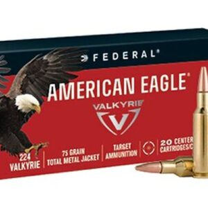 Federal American Eagle .224 Valkyrie 75gr, Total Metal Jacket 20rd Box