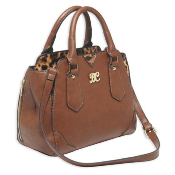 Bulldog Satchel Style Purse, Holster Chestnut/Leopard