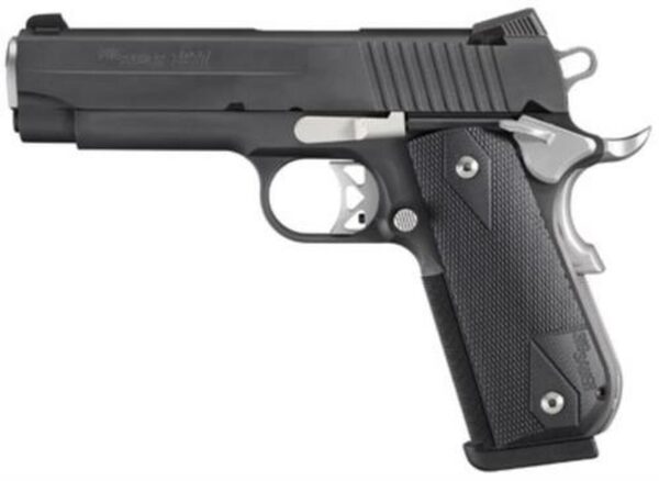 Sig 1911 45 ACP 4.2In Nightmare Black SAO Siglite Black G10 Grip (2) 8RD Steel MAG Fastback