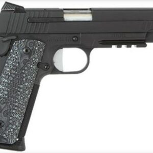 Sig 1911 45 ACP, 5" Barrel, Extreme Black SAO Siglite Black/Gray G10 Grip (2) 8RD Steel MAG Rail