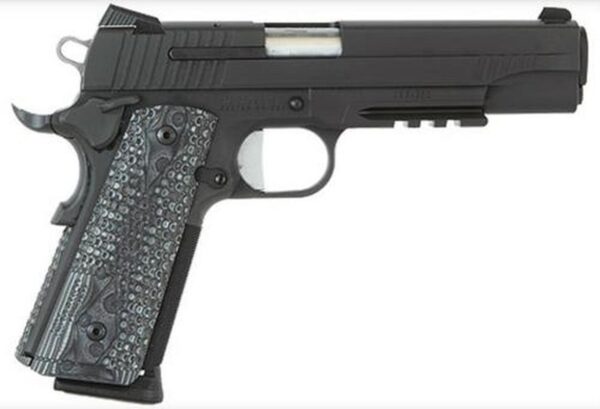 Sig 1911 45 ACP, 5" Barrel, Extreme Black SAO Siglite Black/Gray G10 Grip (2) 8RD Steel MAG Rail