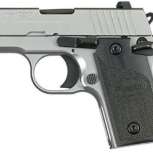 Sig P238 380 ACP 2.7In HD Stainless Finish SAO Siglite Black G10 Grip (1) 6RD Steel MAG CA Compliant
