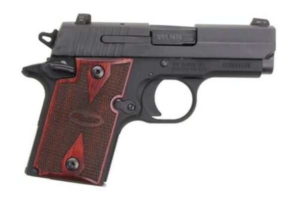 Sig P938 9MM 3IN Nitron Black SAO Siglite Rosewood Grip (1) 6RD Steel MAG Ambi Safety MA Compliant