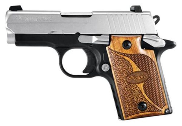 Sig P938 9mm, 3", SAS, 2-Tone, SAO, Siglite, Walnut Grip, Ambi Saftey, Dehorned, MA Compliant, 7rd Mag