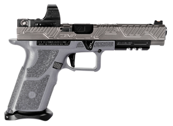 Zev Technologies O.Z-9 Competition 9mm, Single, 5" Barrel, Gray Polymer Grip, Titanium Gray Stainless Steel Slide, 17rd