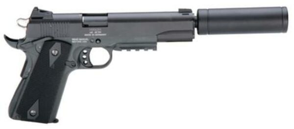 American Tactical, 1911, Semi-automatic, 22 LR, 5" Barrel, Blued, Polymer Grips, 10Rd, Threaded, Faux Suppressor