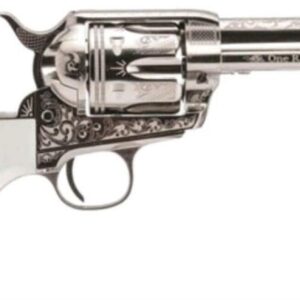 Cimarron Texas Rangers .45LC Pre-war Frame & Ejector, Engraved Nickel, Ranger Logo, 4.75" Barrel