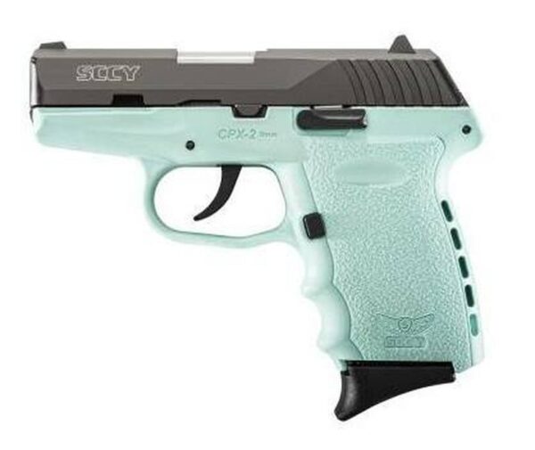 SCCY CPX-2 Double 9mm 3.1" Barrel, Robin Egg Blue Polymer Grip, 10rd