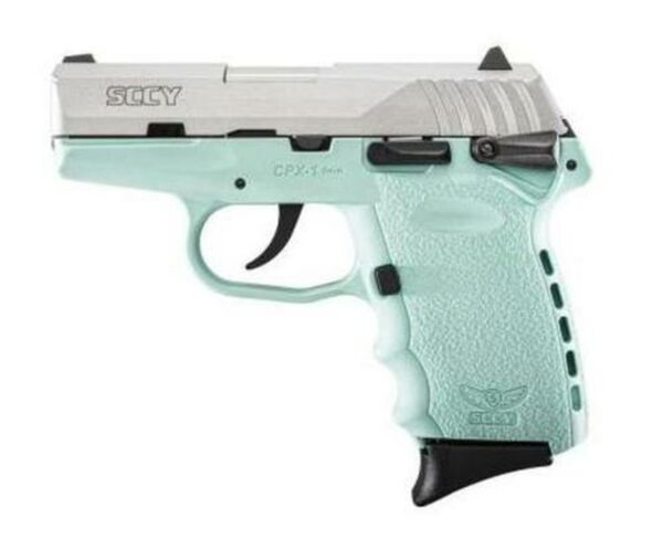 SCCY CPX-1 9mm, 3.1", 10rd, Robin Egg Blue Frame, SS Slide