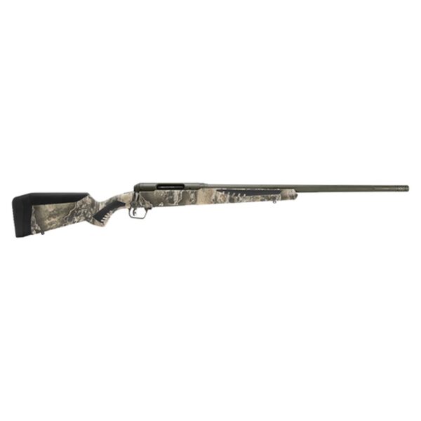 Savage, 110 Timberline, Bolt, Rifle, 243 Win, 22" Threaded Barrel, Omni-Port Muzzle Brake, Olive Drab Green Cerakote Finish, Realtree Excape AccuFit Polymer Stock, AccuTrigger, Right Hand, 4Rd