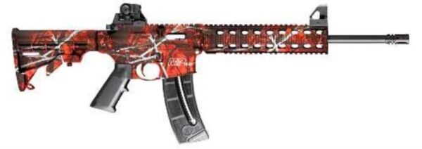 Smith & Wesson M&P15 .22 LR, Threaded Barrel, A1, Orange/Black Camo, 25rd