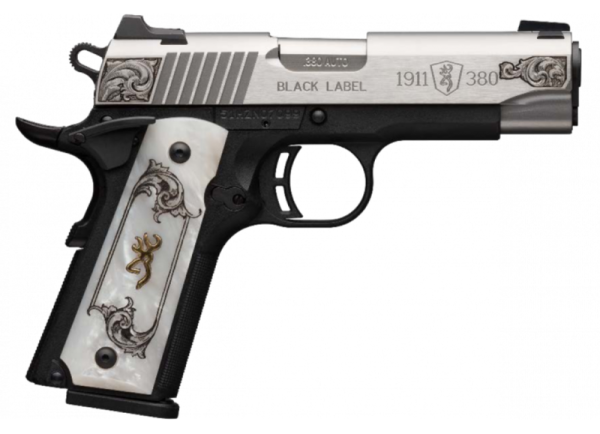 BROWNING 1911 380 ACP 3.62" BARREL 8 ROUNDS WHITE PEARL S/S ENGRAVED FS