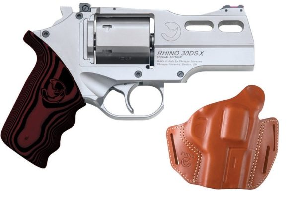 CHIAPPA FIREARMS RHINO 30DS STAINLESS .357 MAG 3" BARREL 6-ROUNDS WITH LEATHER HOLSTER