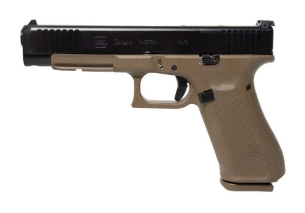 GLOCK 34 GEN 5 MOS FLAT DARK EARTH 9MM 5.3" BARREL 10-ROUNDS BLACK SLIDE