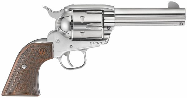 RUGER VAQUERO STAINLESS .45 COLT 4.62" BARREL 6-ROUNDS STAR ENGRAVED GRIPS