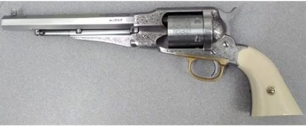 TAYLORS AND CO 1858 REMINGTON CONVERSION NICKEL .45 COLT 8" BARREL 6-ROUNDS
